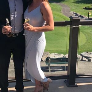 Navy and light blue show po dresses